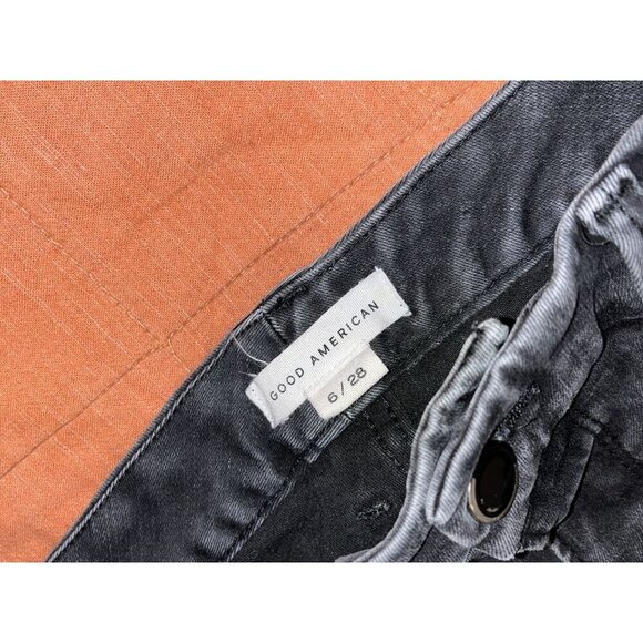 Good American Black Distressed High-Waisted Skinny Jeans Women's Size 6/28 - Picture 4 of 9